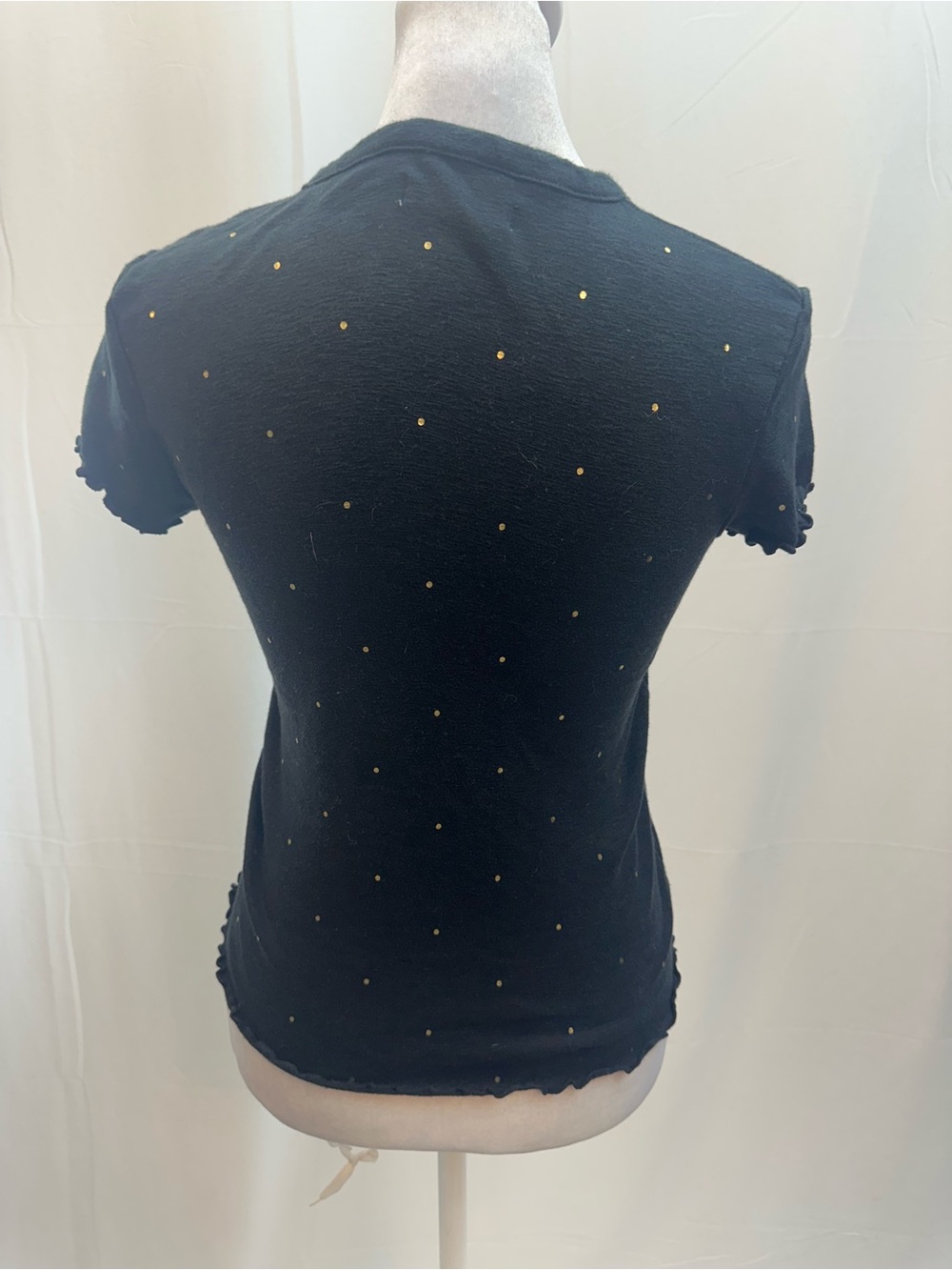Madewell Black Short Sleeve Knit Top with Gold Dot Accents XS - Picture 3 of 3